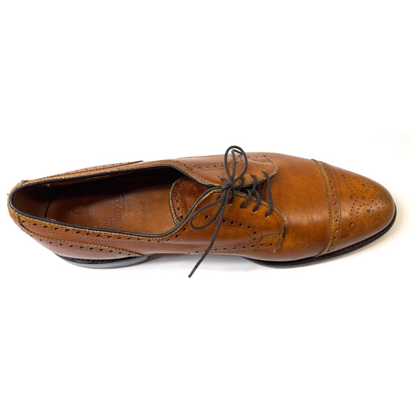 ALLEN EDMONDS Sanford Tan Cap-Toe Derby Dress Shoe Size 12 D shoe trees … - Picture 4 of 10
